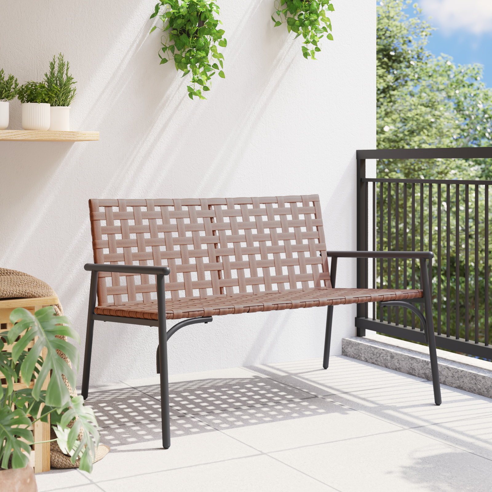 Dārza sols Melns 113x79x75 cm Polirotangs