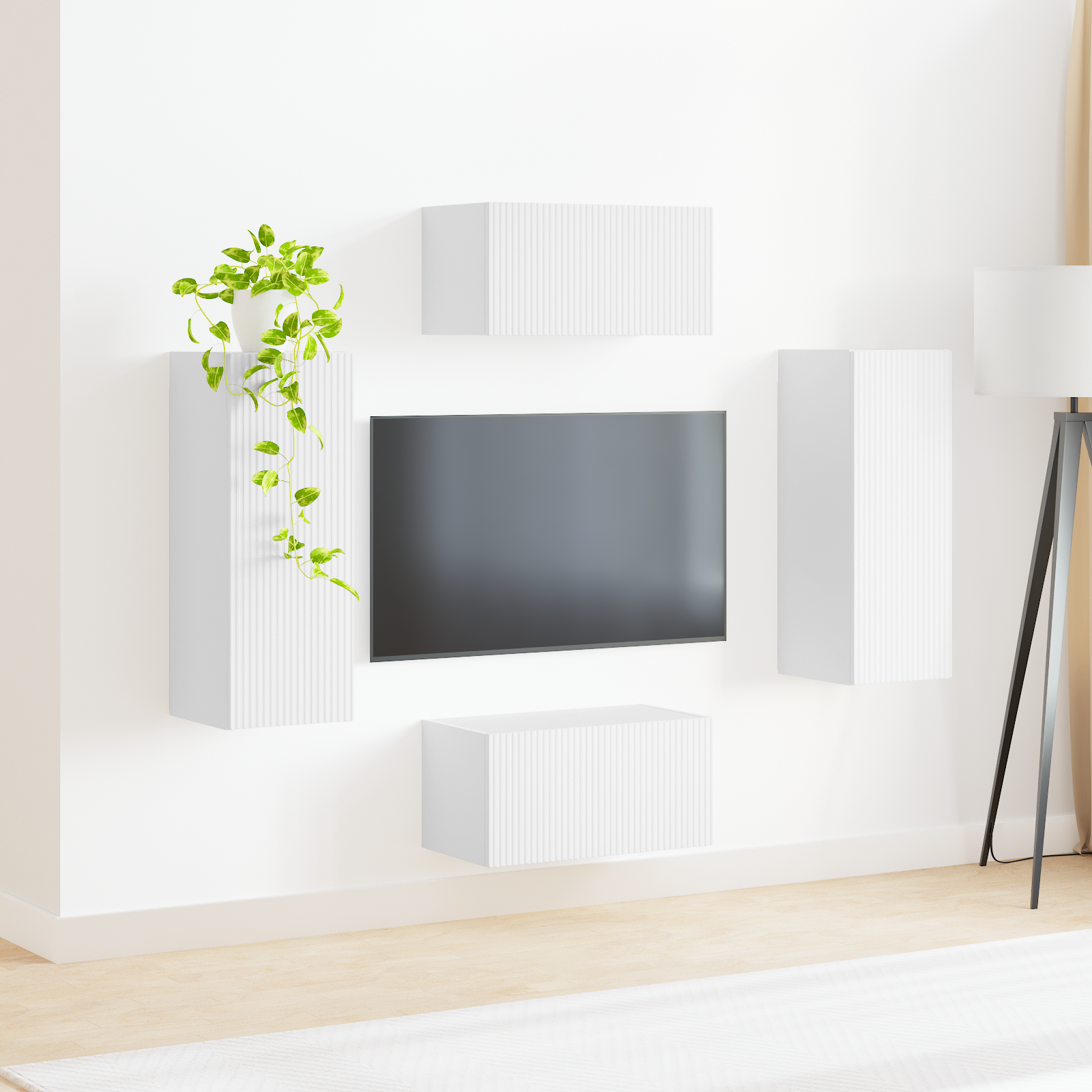 TV spintelių komplektas 2 pcs Balta Apdirbta mediena
