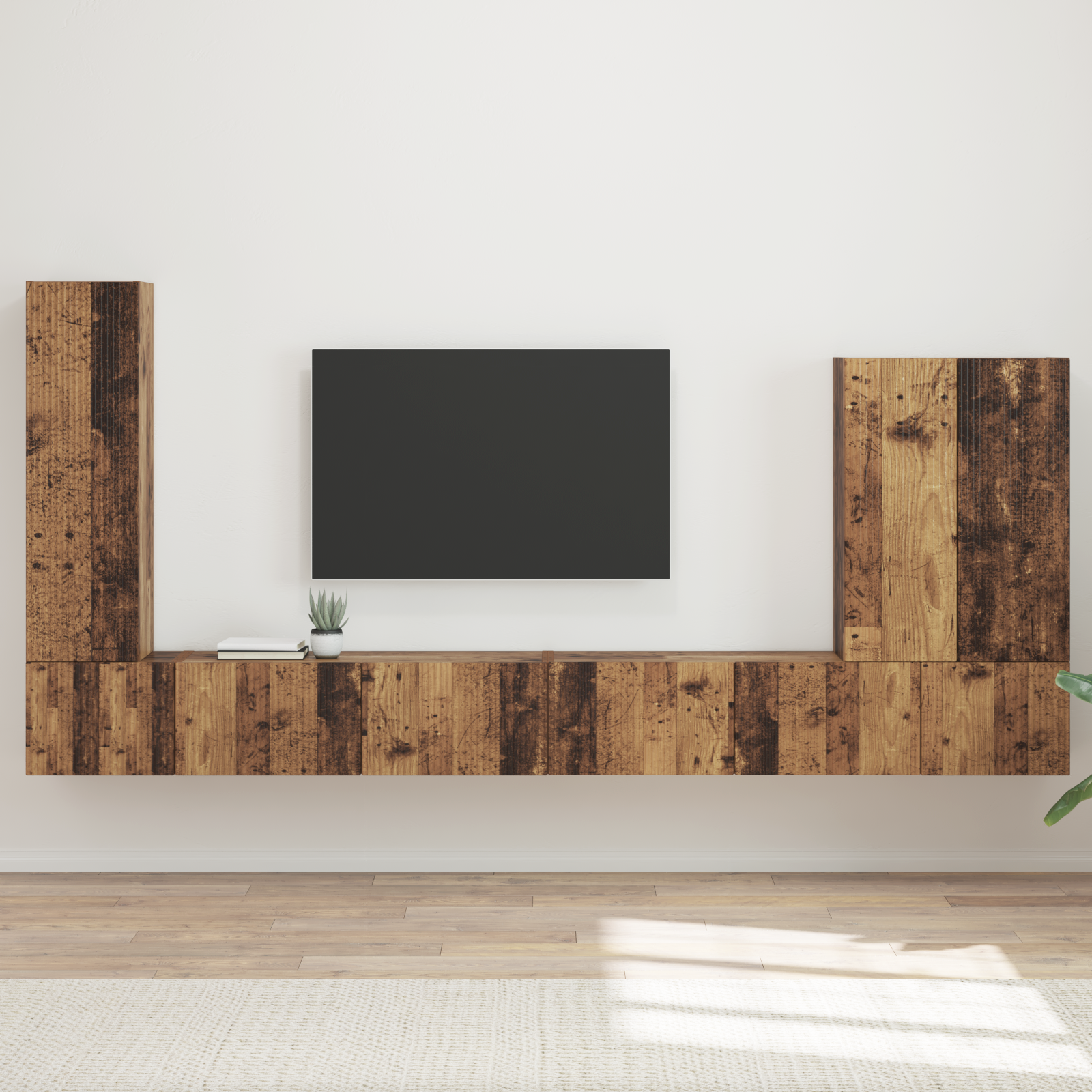 TV sieninio kabineto komplektas 6 pcs Senovinis medis