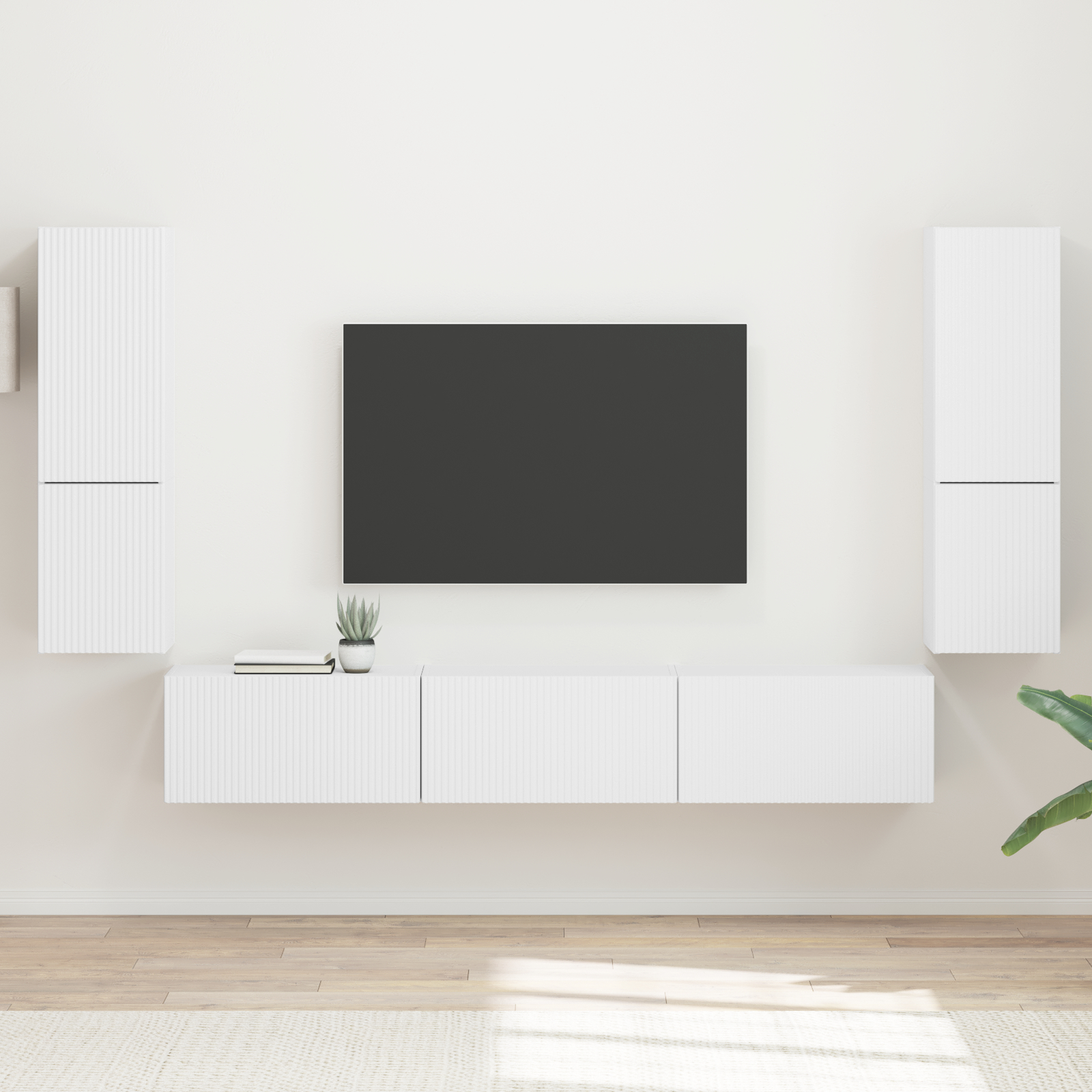 TV skapīšu komplekts 4 gab. Balts Inženierijas koks