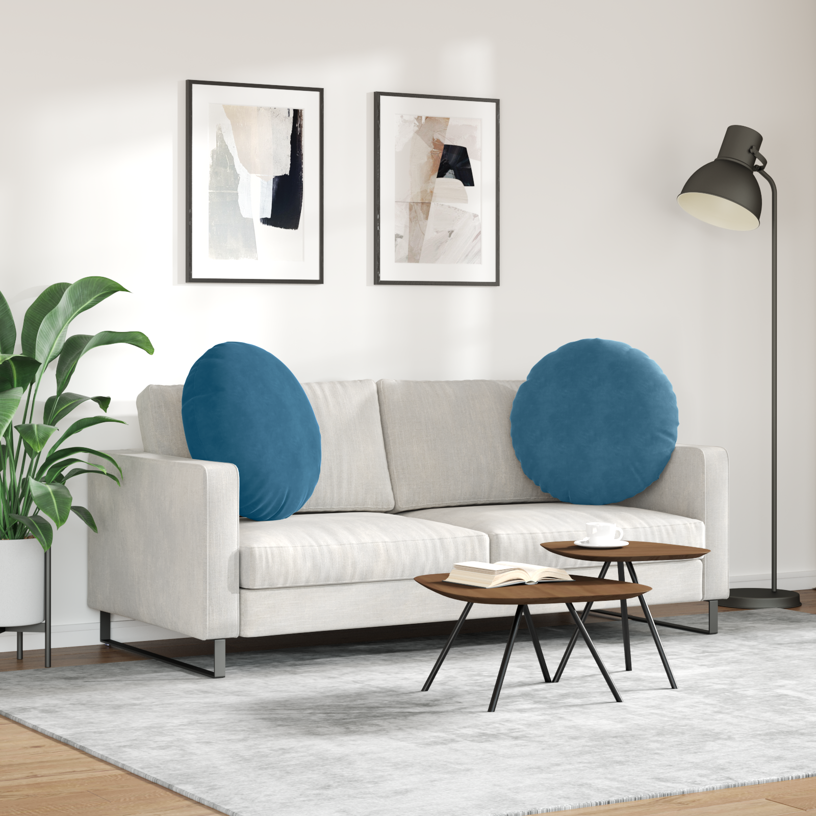 Seat cushions 2 pcs Blue Ø80 x 29 cm Velvet