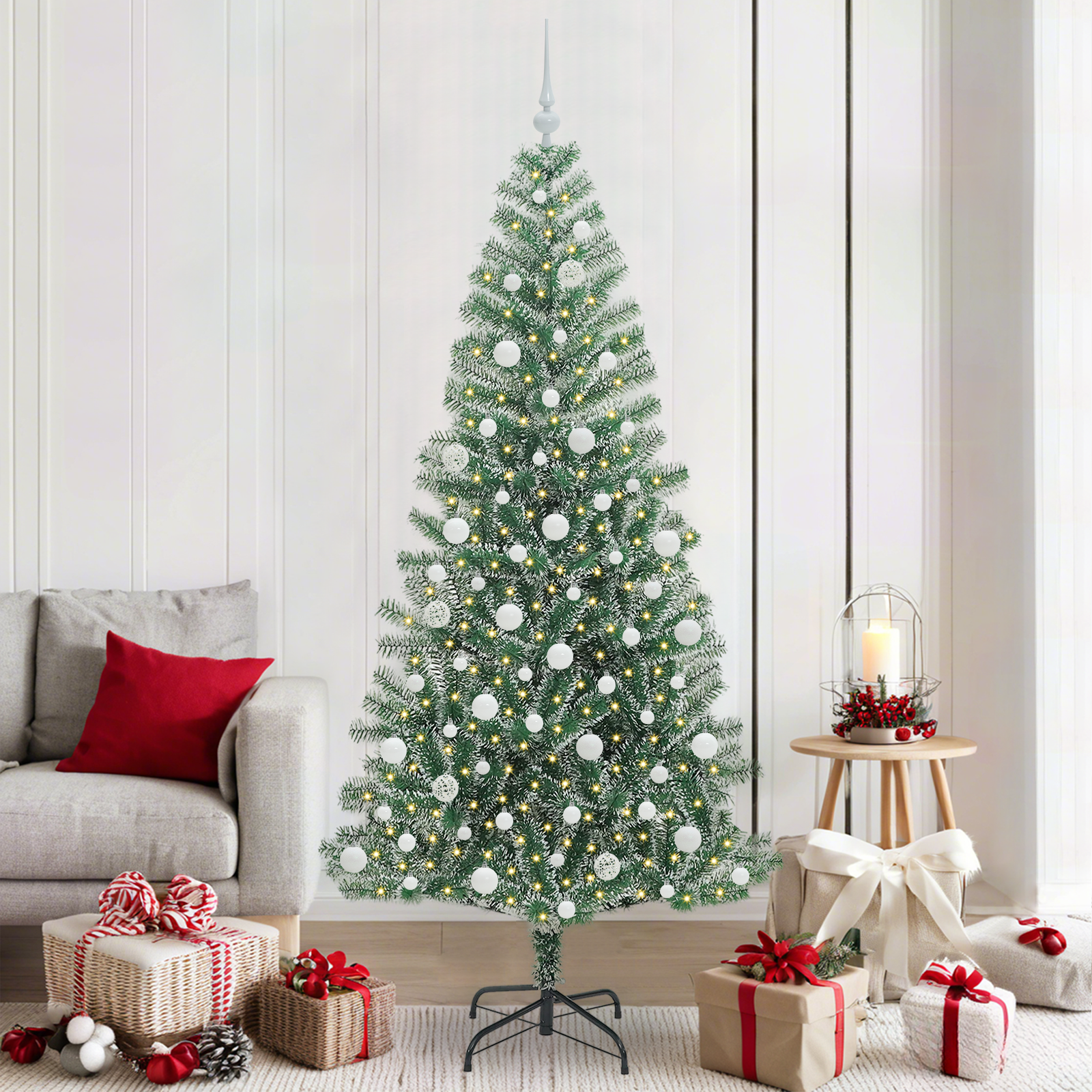 Dirbtinė Kalėdų Eglė Su Sniegu ir LED Šviesa su 300 LED 210 cm