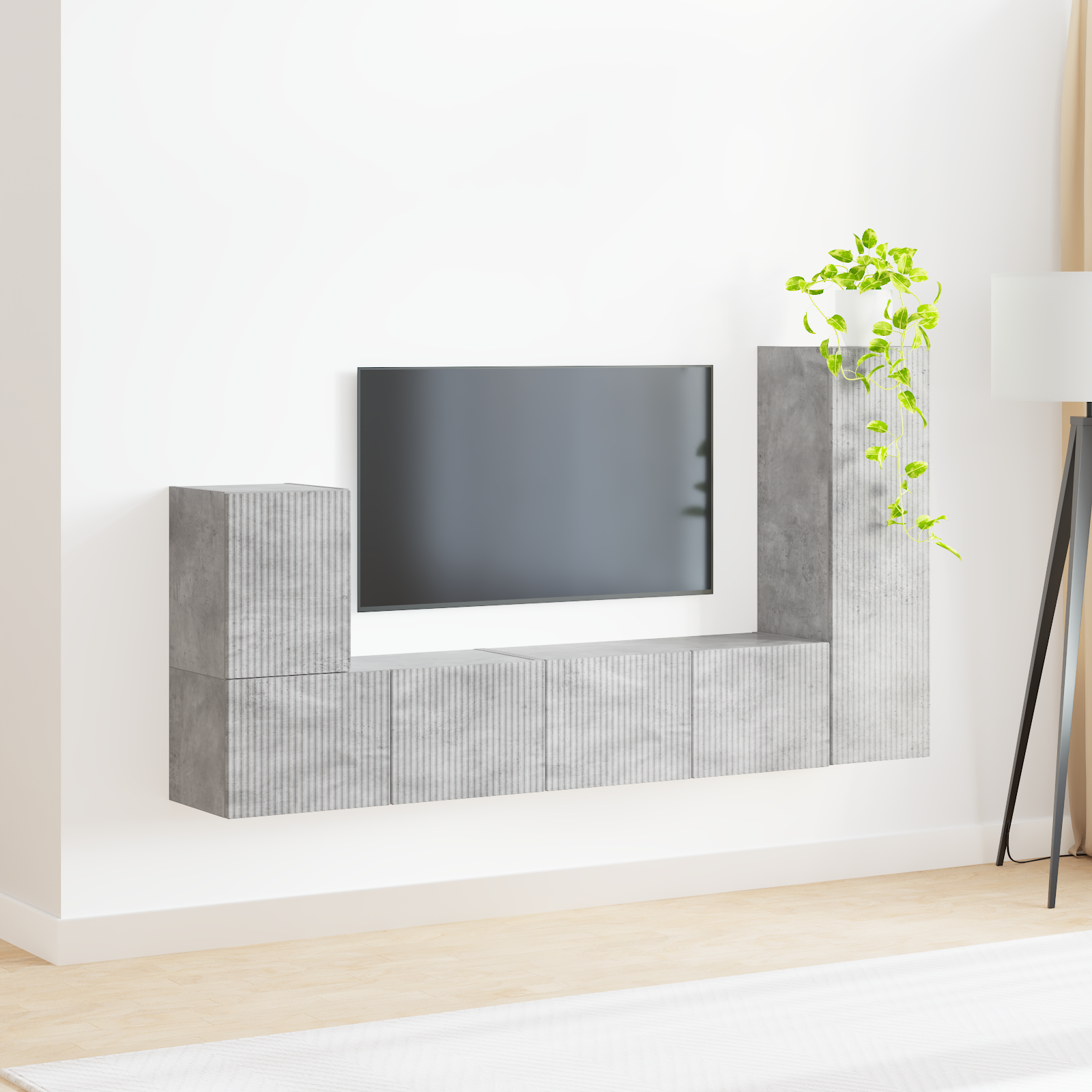 TV spintelių komplektas 3 pcs Betono pilka Apdirbta mediena