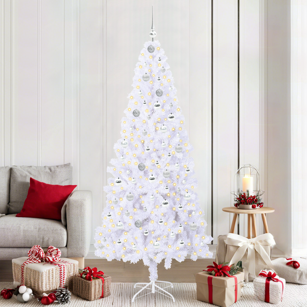 Dirbtinė Kalėdų eglutė su 300 LED Balta 210 cm PVC ir Plienas