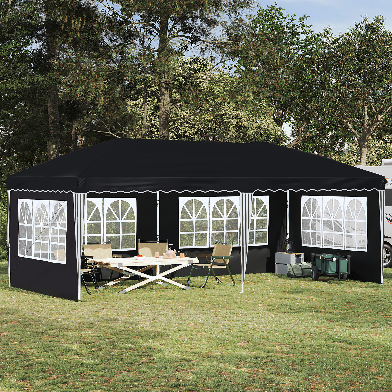 Pop-up ballīšu telts 575 x 289 x 245 cm antracīta krāsā