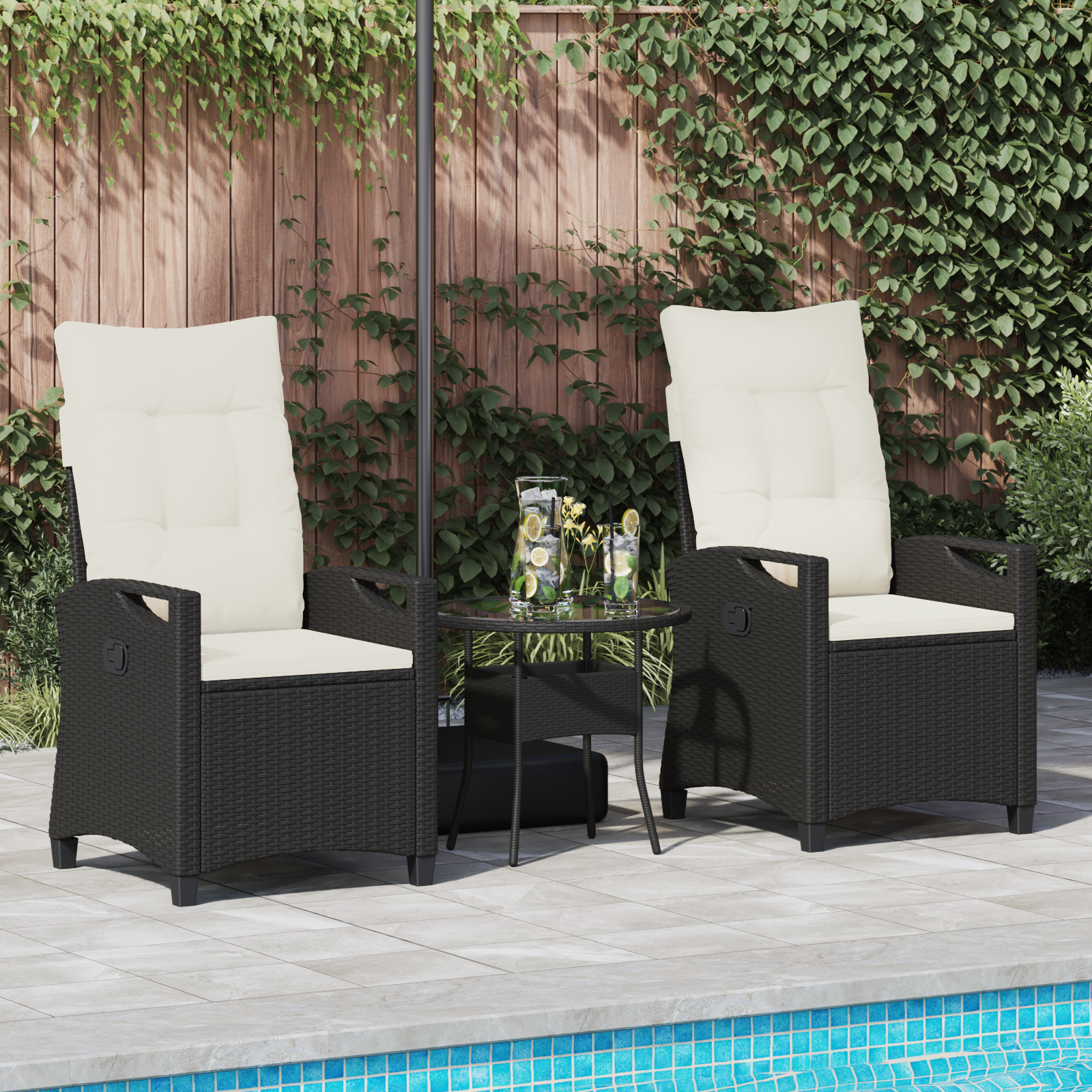 Sodo Kėdė 2 pcs Juoda ir kreminė 56 x 60 x 112 cm