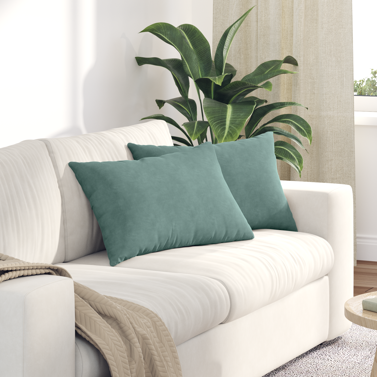 Sofa Pagalvės 2 pcs Jūrinė žalia 60 x 40 cm Kordūrinis audinys