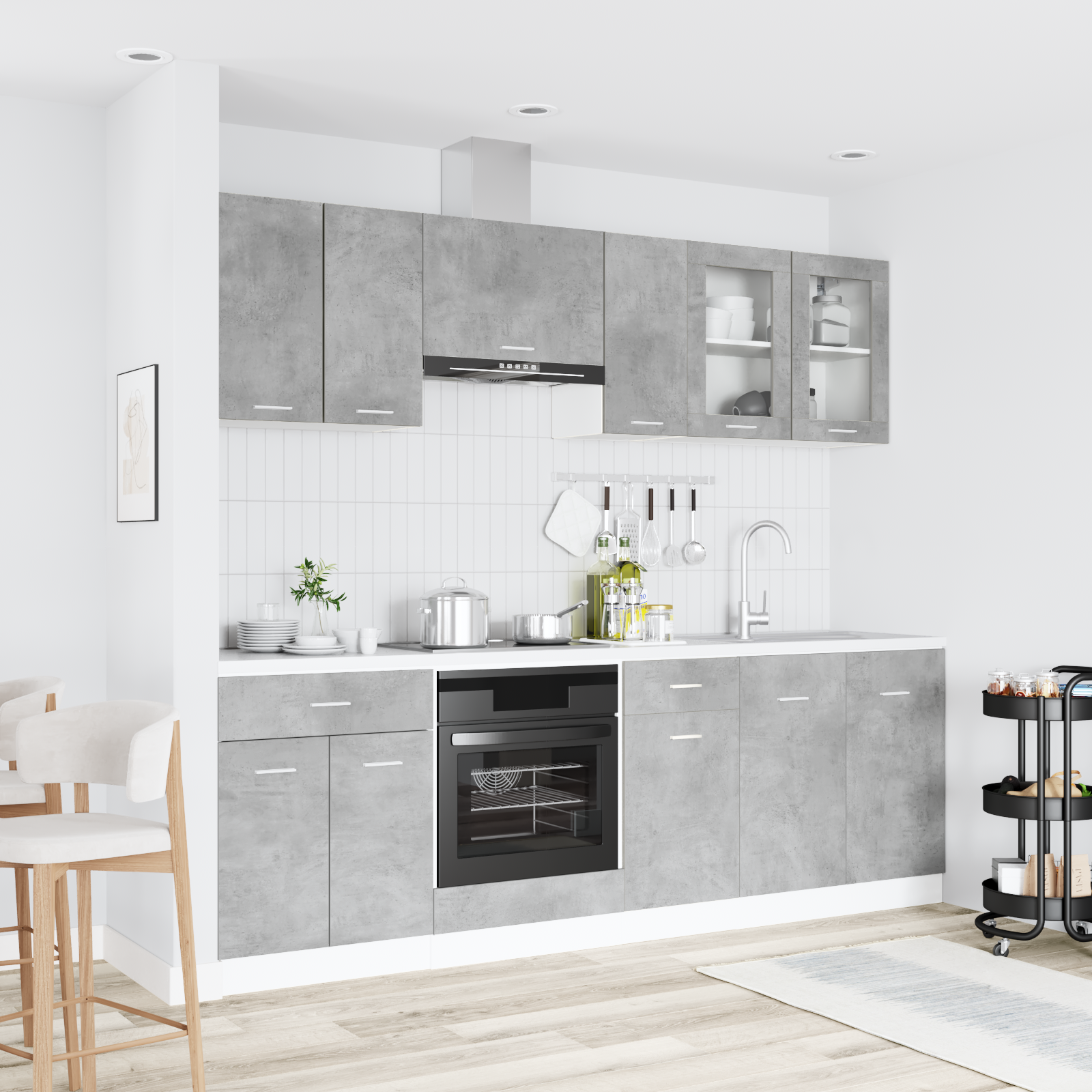 Virtuvės spintelių komplektas Lyon 8 pcs 240 x 46 x 81,5 cm