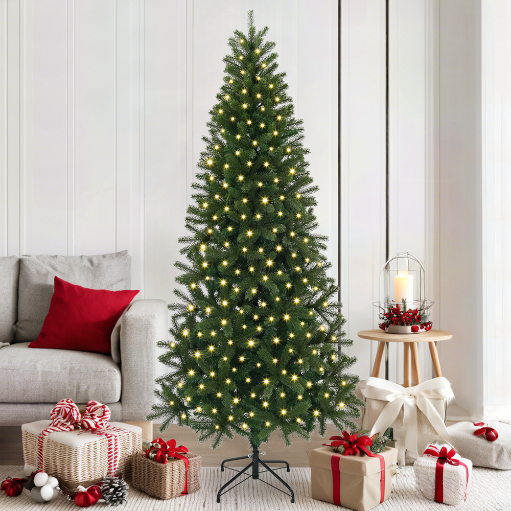 Artificial Christmas Tree with 300 LEDs Green 180 cm PE and PVC