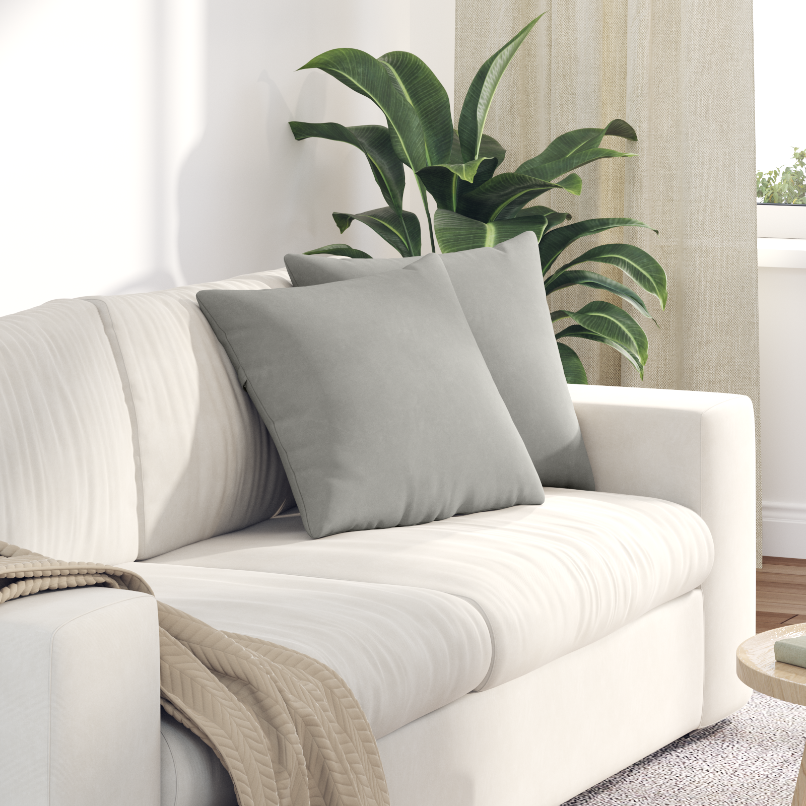 Sofa Pagalvės 2 pcs Šviesiai pilka 45 x 45 cm audinys