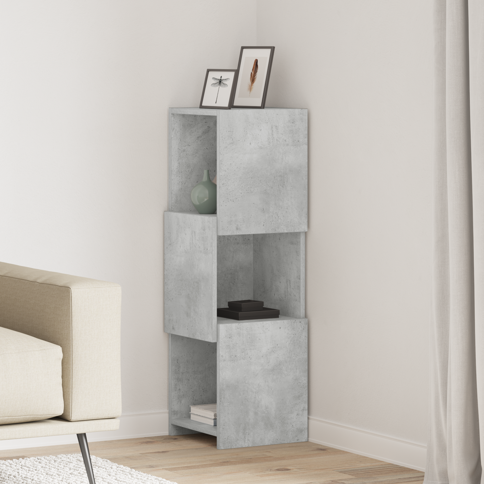 Kampinė spintelė Balta 30,5x30x95cm Apdirbta mediena