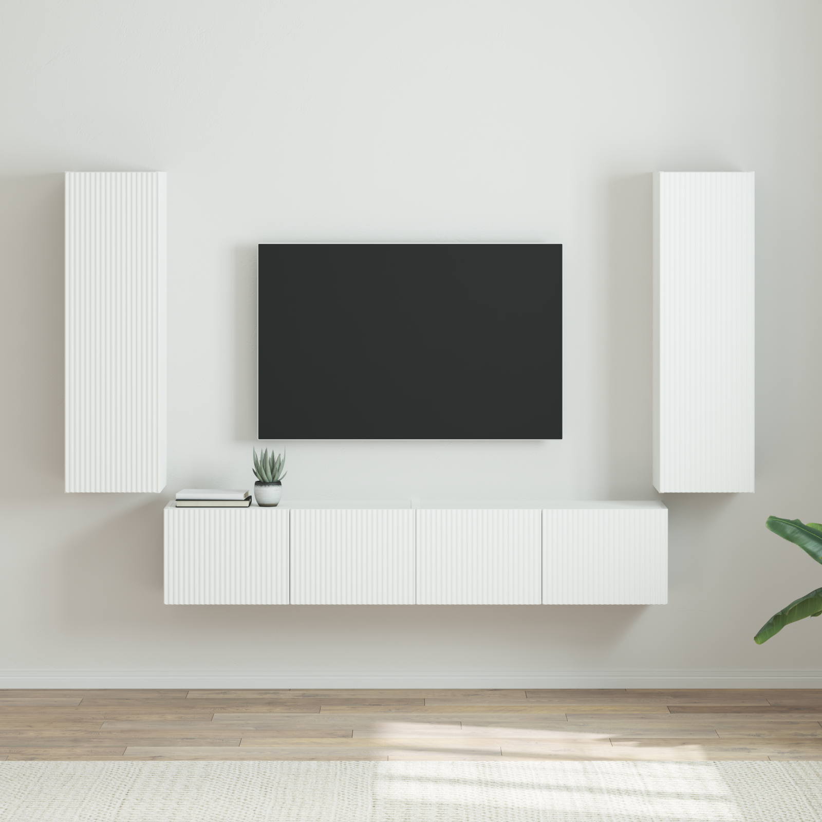 TV sieninė spintelė 2 pcs Blizgus baltas 30 x 31 x 100 cm