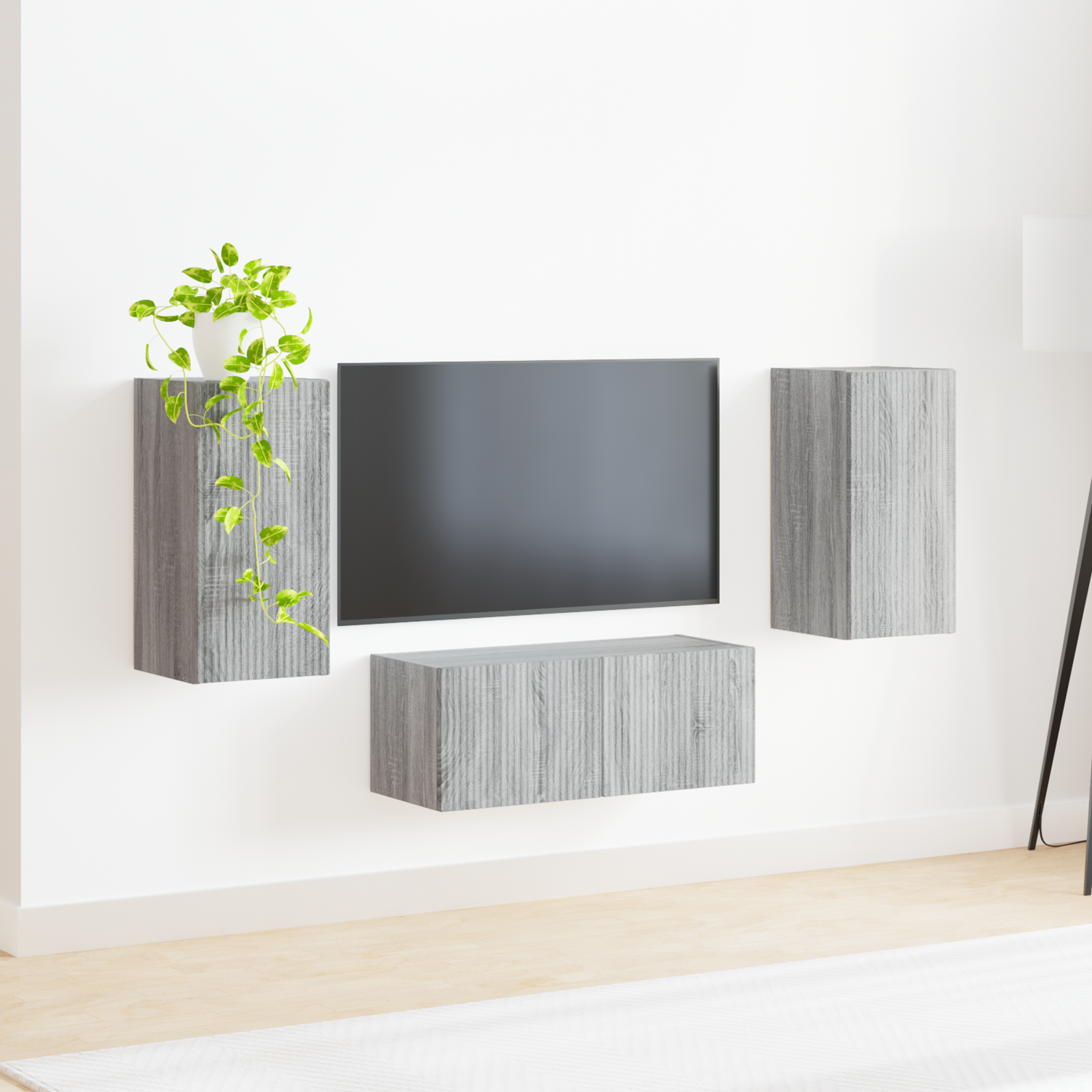TV skapīšu komplekts, 6 gab., pelēks ozols, apstrādāta koksne