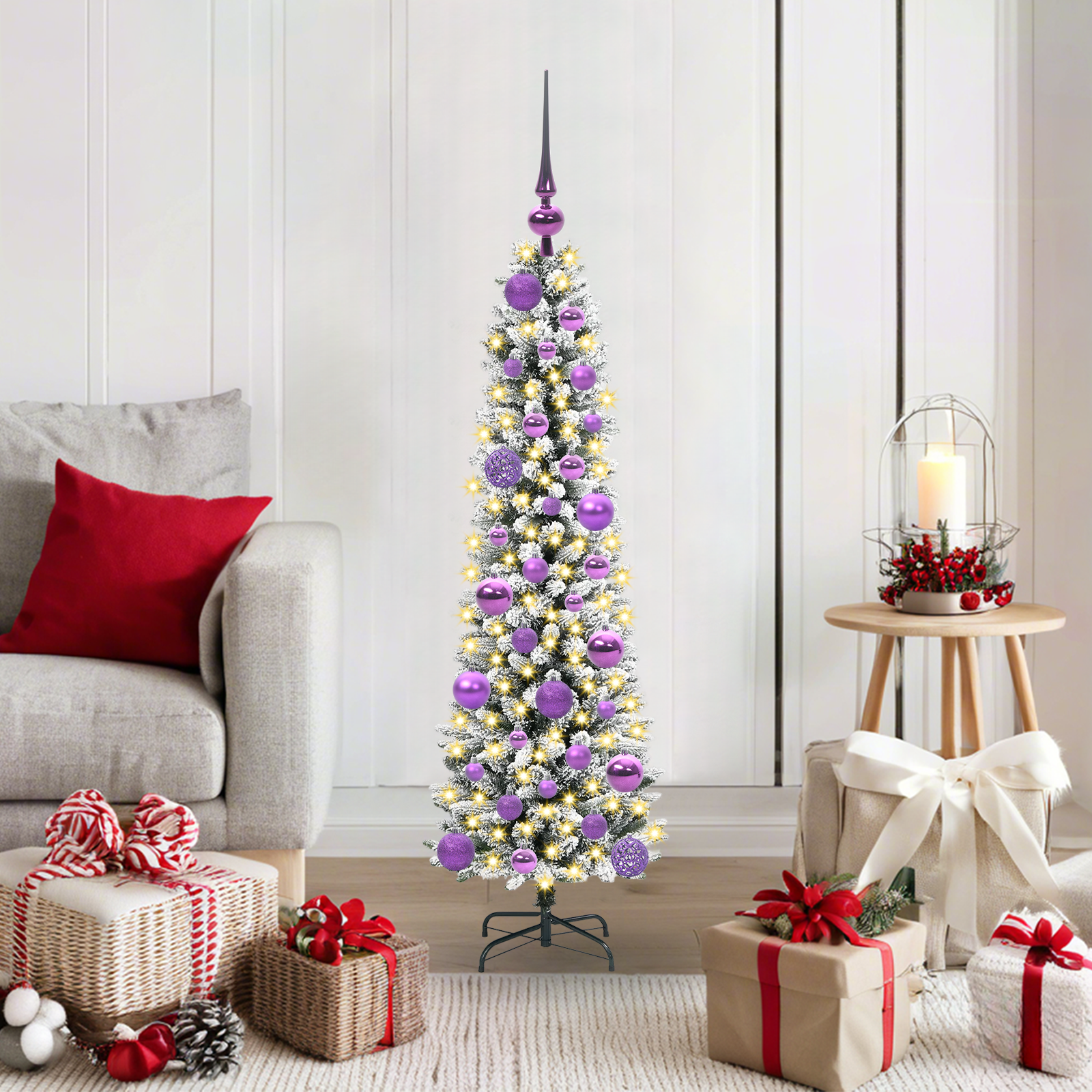 Dirbtinė Kalėdų eglutė EMBER CRYSTAL, su 150 LED stovu Žalia ir balta 120 cm.