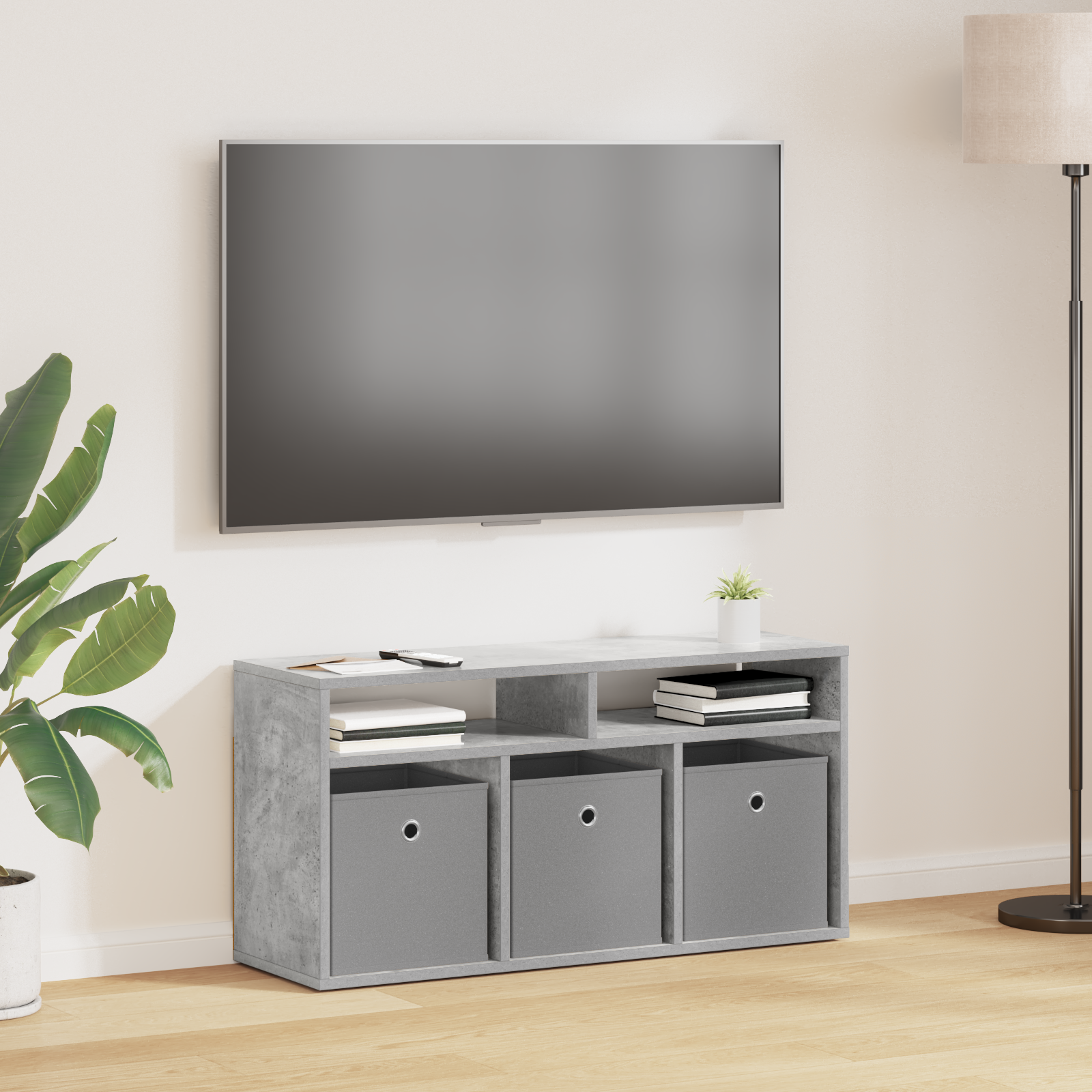 Žemas stalas su stalčių Betono pilka 87 x 27,5 x 43 cm