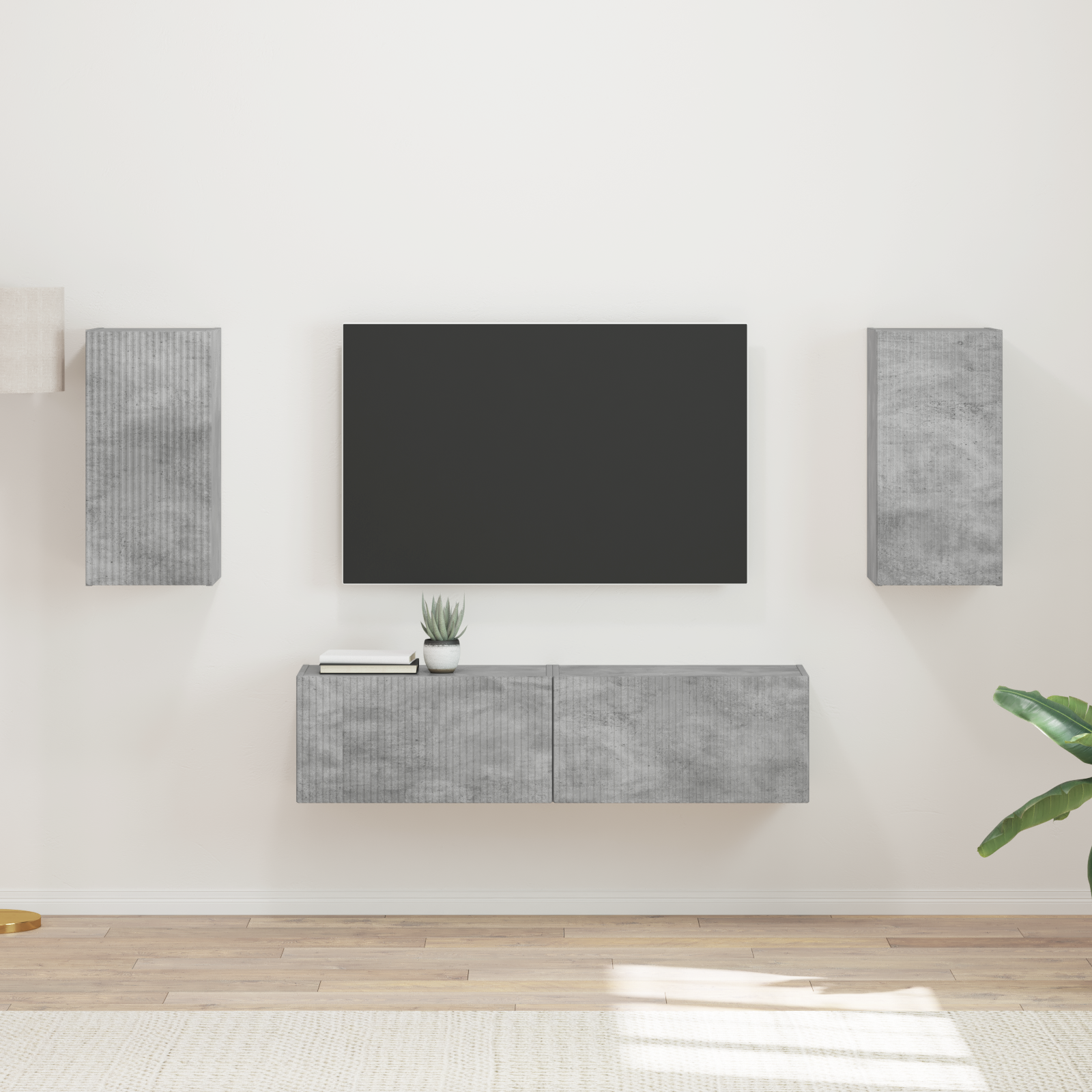 TV spintelių komplektas 4 pcs Betono pilka Apdirbta mediena