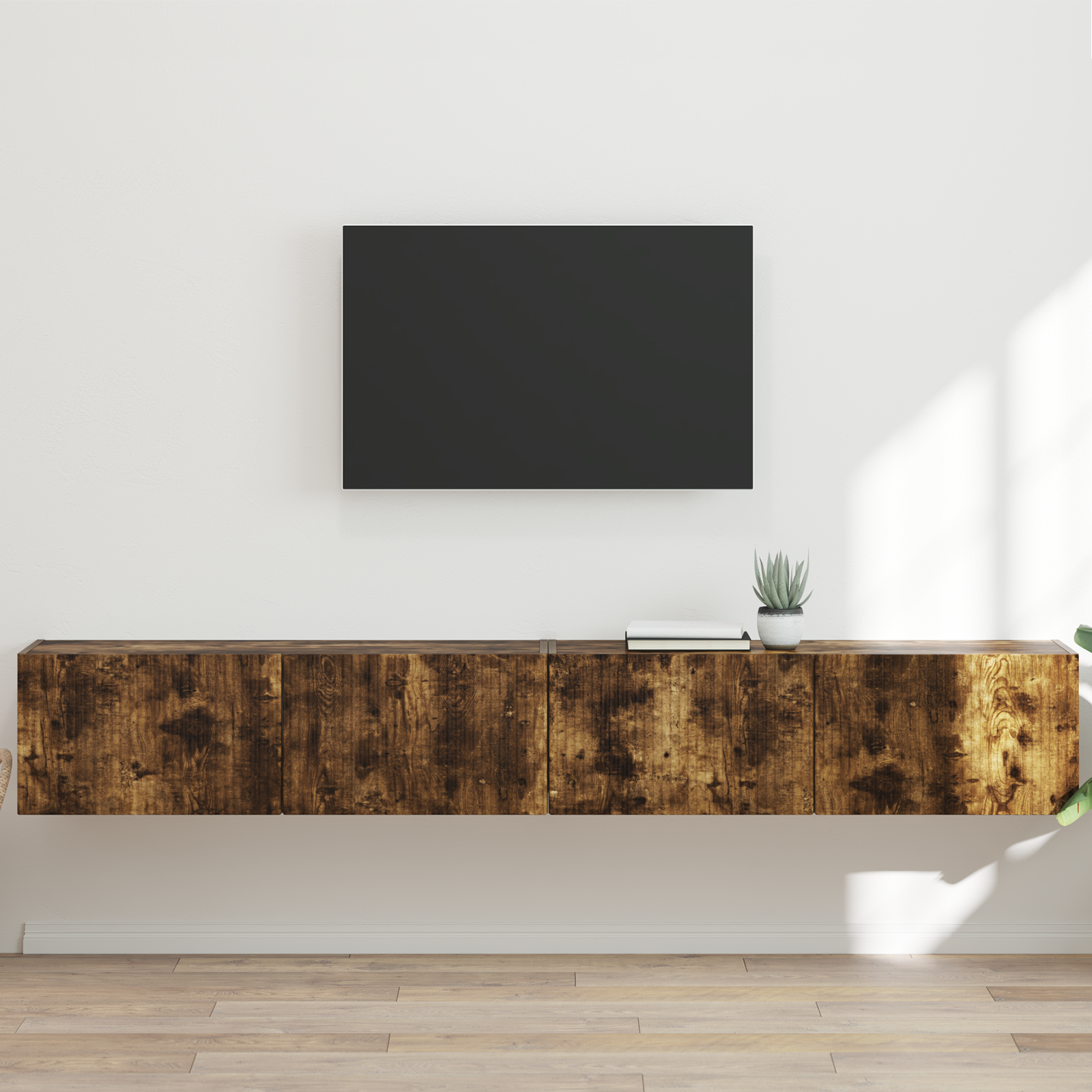 TV sieninė spintelė 2 pcs Rūkyta ąžuolas 98 x 31 x 29,5 cm