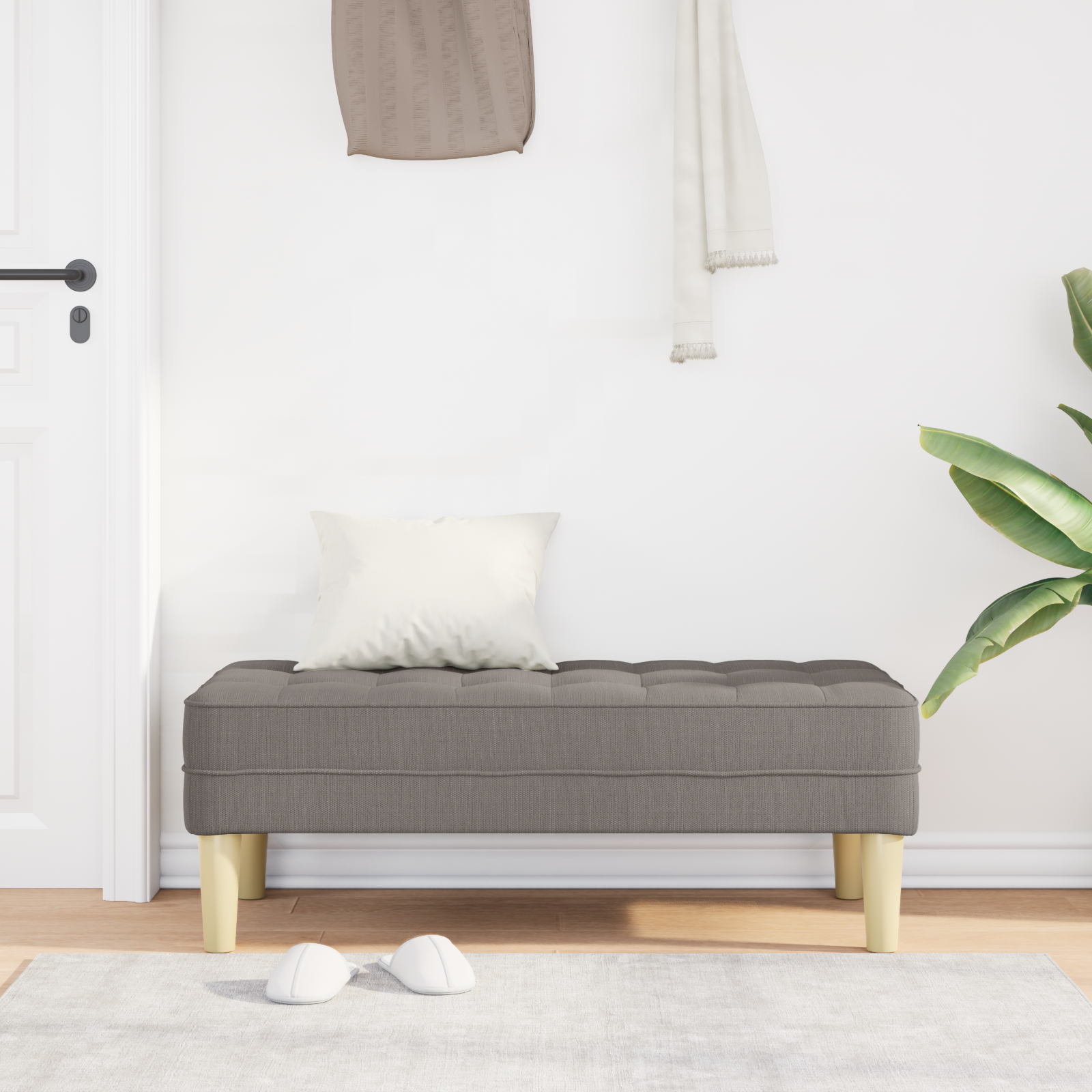 suoliukas su pagalve Taupe 113 x 57 x 39 cm audinys
