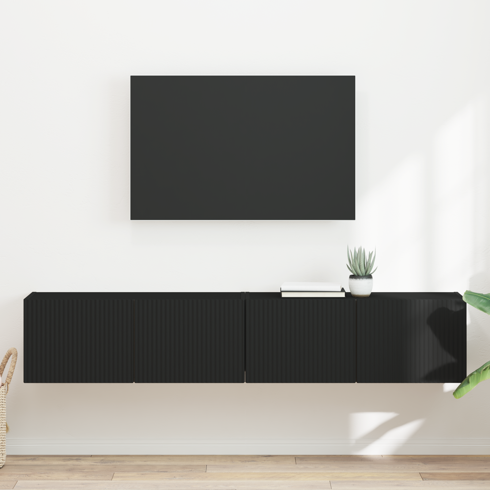 TV sieninė spintelė 2 pcs Juoda 78,5 x 31 x 29,5 cm