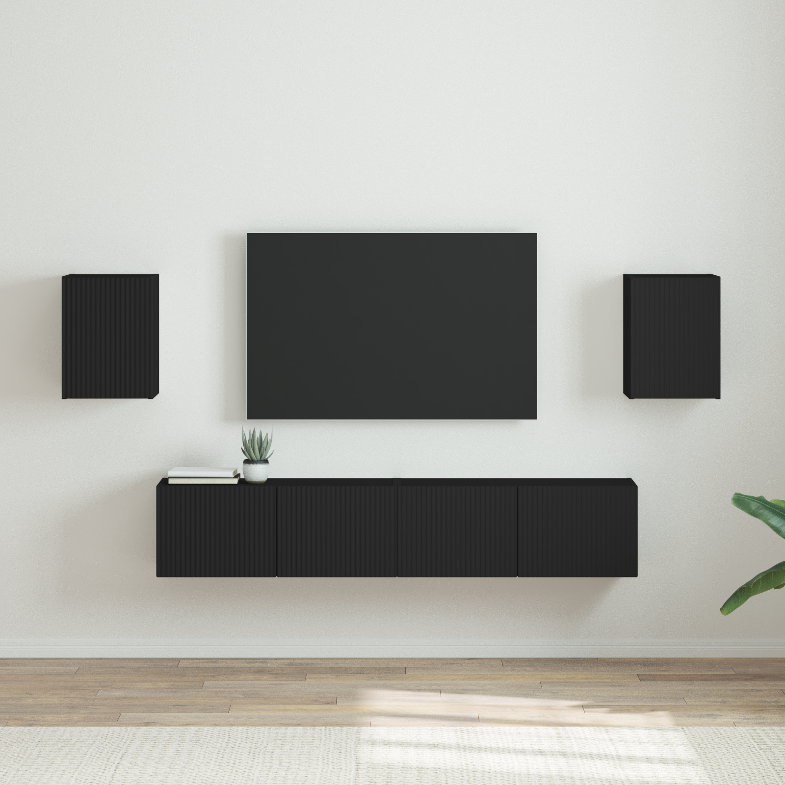 TV sieninė spintelė 2 pcs Juoda 30 x 31 x 40 cm