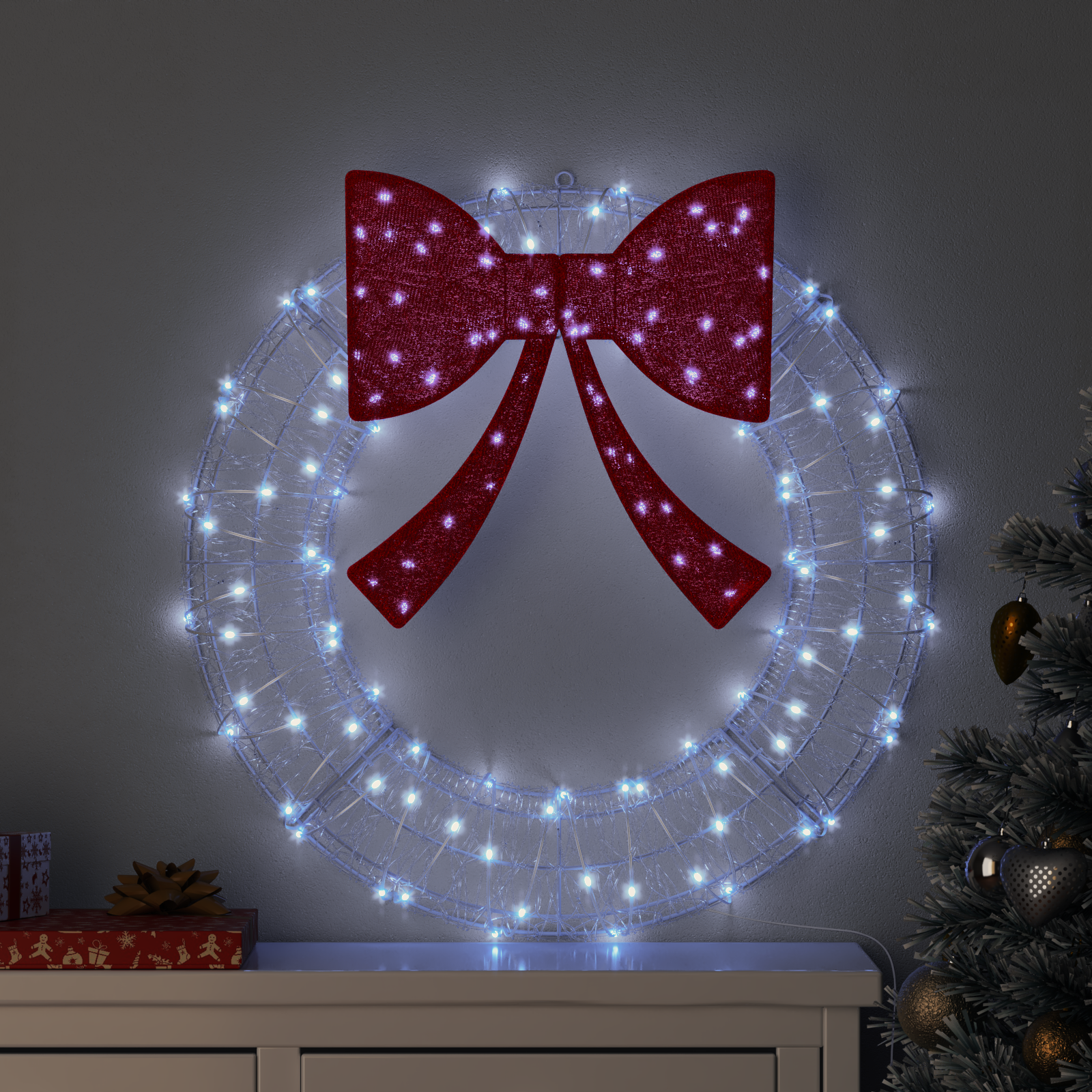 Vainikas su 60 LED Šalta balta 75 cm Akrilas