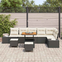 9 dalių sodo sofa komplektas su pagalvėlėmis Juodas Poli ratanas Akacija - Namų Idėja