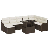 9 dalių sodo sofa komplektas su pagalvėlėmis rudas poli ratanas - Namų Idėja