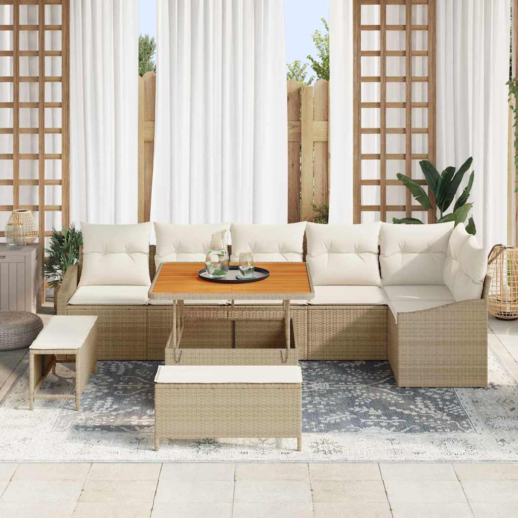 9 dalių sodo sofa komplektas su pagalvėlėmis smėlio poli ratan - Namų Idėja