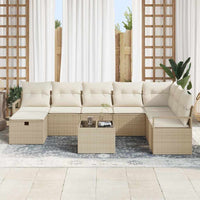 9 dalių sodo sofa komplektas su pagalvėlėmis smėlio poli ratanas - Namų Idėja
