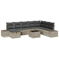 9 dalių sodo sofa komplektas su pagalvėlėmis šviesiai pilka poli ratanas - Namų Idėja