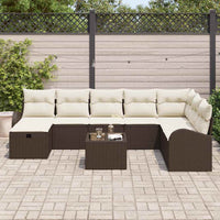 9 dalių sodo sofa komplektas su pagalvėmis ruda poli ratanas - Namų Idėja