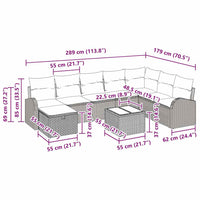 9 dalių sodo sofa komplektas su pagalvėmis ruda poli ratanas - Namų Idėja