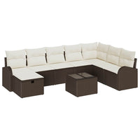9 dalių sodo sofa komplektas su pagalvėmis ruda poli ratanas - Namų Idėja