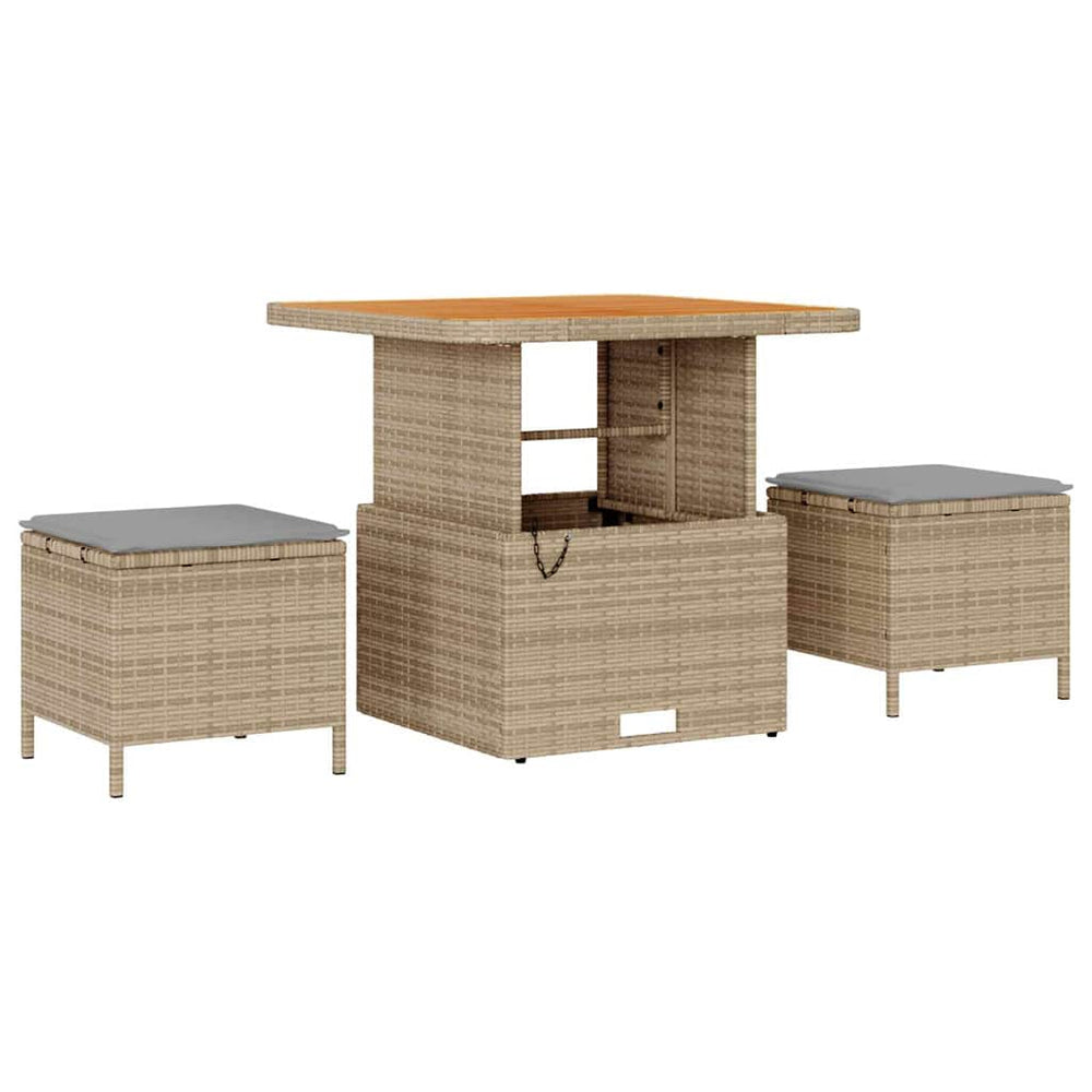 9 dalių sodo sofa komplektas su pagalvėmis smėlio poli ratanas acacia - Namų Idėja