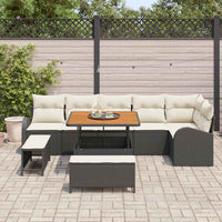 9 dalių sodo sofa rinkinys su pagalvėlėmis Juoda Poli ratanas Akacijos - Namų Idėja