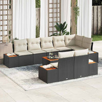 9 dalių sodo sofa rinkinys su pagalvėlėmis Juodos poli ratanas akacijoje - Namų Idėja
