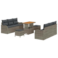 9 dalių sodo sofa rinkinys su pagalvėlėmis pilkas poli ratanas akacija - Namų Idėja