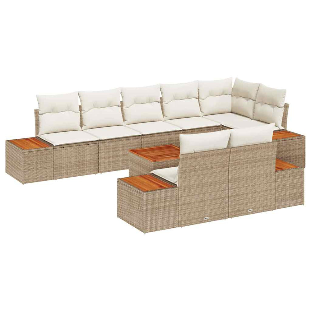 9 Dalių Sodo Sofa Rinkinys Su Pagalvėlėmis Smėlio Poli Ratanas - Namų Idėja