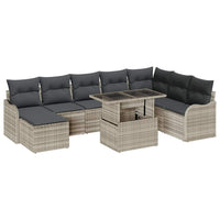9 dalių sodo sofa rinkinys su pagalvėlėmis šviesiai pilka poli ratanas - Namų Idėja