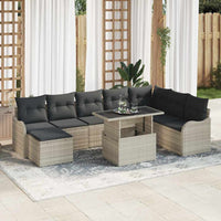 9 dalių sodo sofa rinkinys su pagalvėlėmis šviesiai pilka poli ratanas - Namų Idėja