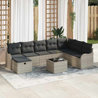 9 dalių sodo sofa rinkinys su pagalvėlėmis šviesiai pilka poli ratanas - Namų Idėja