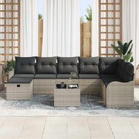 9 dalių sodo sofa rinkinys su pagalvėlėmis šviesiai pilka poli ratanas - Namų Idėja