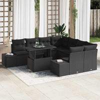 9 dalių sodo sofa rinkinys su pagalvėmis juodas poli ratanas - Namų Idėja