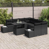 9 dalių sodo sofa rinkinys su pagalvėmis juodas poli ratanas - Namų Idėja