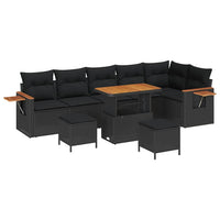 9 Dalių Sodo Sofa Rinkinys Su Pagalvėmis Juodas Poli Ratanas Akacija - Namų Idėja