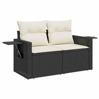 9 Dalių Sodo Sofa Rinkinys su Pagalvėmis Juodas Poli Ratanas Akacija - Namų Idėja
