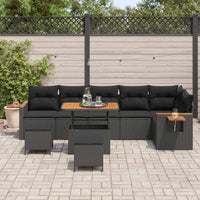 9 Dalių Sodo Sofa Rinkinys Su Pagalvėmis Juodas Poli Ratanas Akacija - Namų Idėja