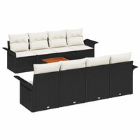 9 dalių sodo sofa rinkinys su pagalvėmis Juodas Poliratanas Akacija - Namų Idėja