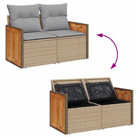 9 dalių sodo sofa rinkinys su pagalvėmis smėlinis poli ratanas akacija - Namų Idėja