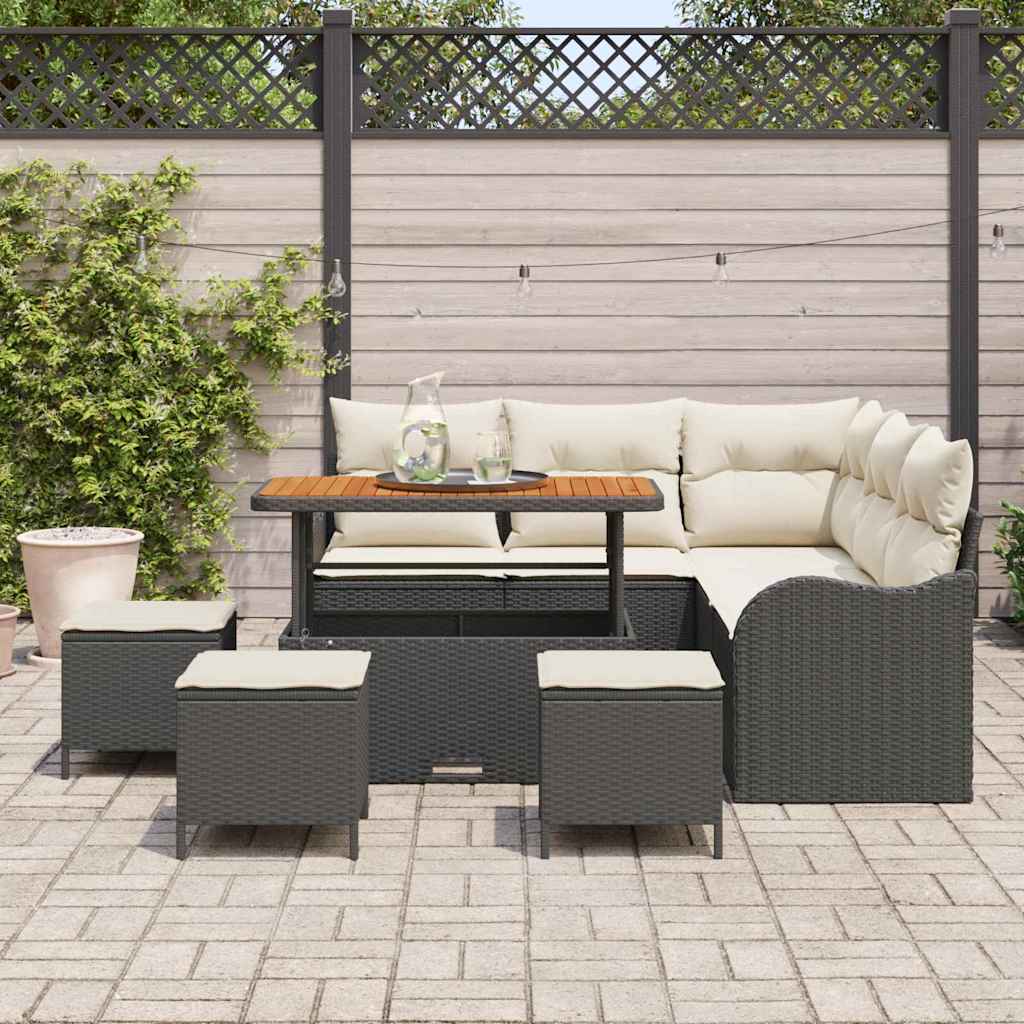 9 dalių sodo sofa su pagalvėmis juoda poli ratanas akacijos - Namų Idėja